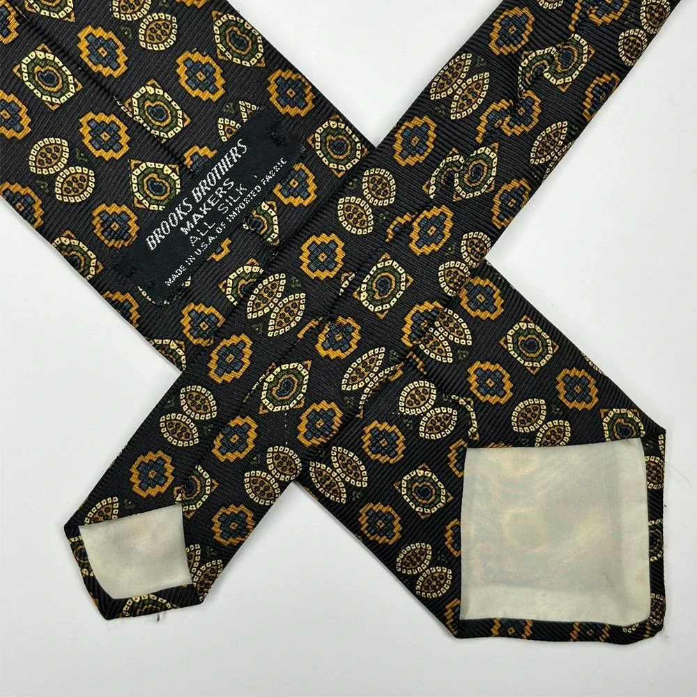Brooks Brothers Makers Repp Silk XL Men's‎ Necktie Geometric Mosaic Medallions